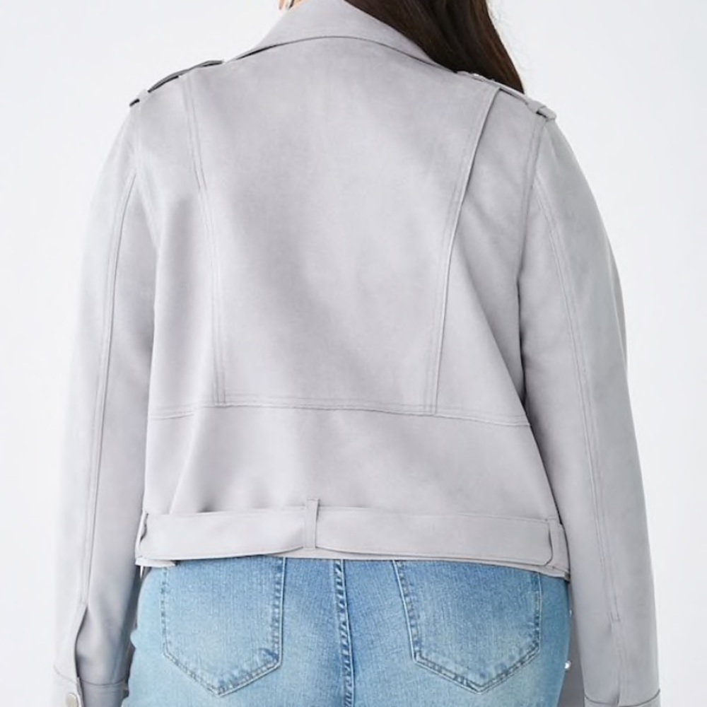 Grey Faux Suede Jacket - Picture 3 of 3